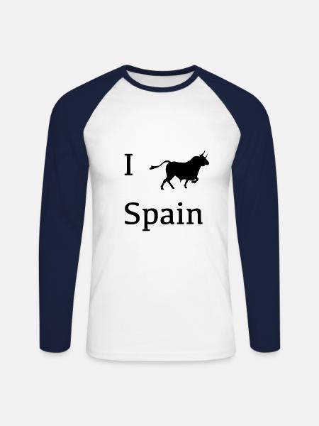 I love Spain - Unisex Long Sleeve Baseball T-Shirt - white/navy