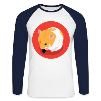 Cute Brown Hamster Eating - Unisex Long Sleeve Baseball T-Shirt - white/navy - Front - Nik (191cm)