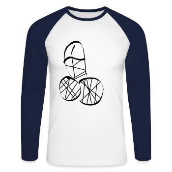 Résumé de l'art du pénis - T-shirt baseball manches longues Homme - blanc/marine - Devant - Nik (191cm)