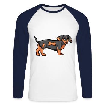 Dackel - T-shirt baseball manches longues Homme - blanc/marine - Devant - Nik (191cm)