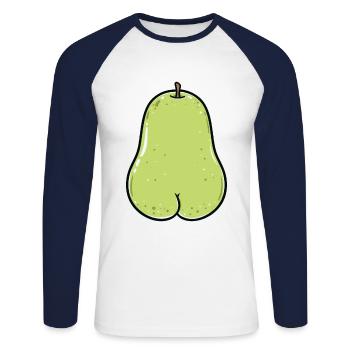 Pear pears fruit fruit food gift butt ass - Unisex Long Sleeve Baseball T-Shirt - white/navy - Front - Nik (191cm)
