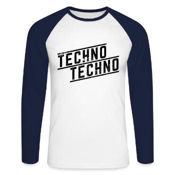 Techno Techno - T-shirt baseball manches longues Homme - blanc/marine - Devant - Nik (191cm)