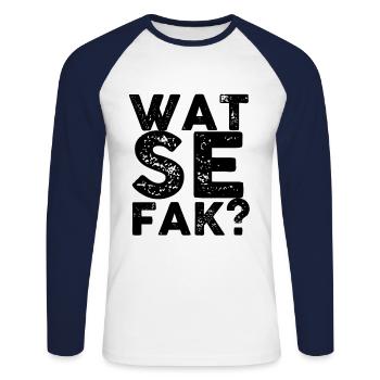 WTF - Unisex Baseballshirt langarm - Weiß/Navy - Vorne - Nik (191cm)