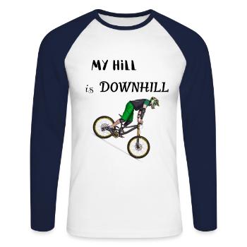 Downhill - Unisex Long Sleeve Baseball T-Shirt - white/navy - Front - Nik (191cm)