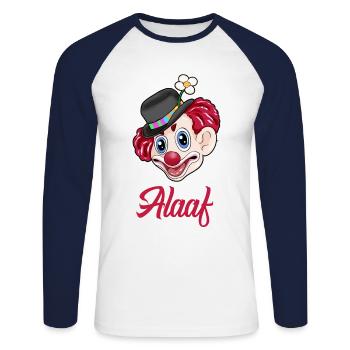 Alaaf Clown Cologne Carnaval de Rosenmontag - T-shirt baseball manches longues Homme - blanc/marine - Devant - Nik (191cm)