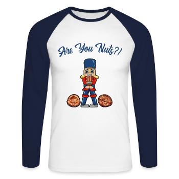 Are You Nuts Nutcracker Gift Christmas - Unisex Long Sleeve Baseball T-Shirt - white/navy - Front - Nik (191cm)