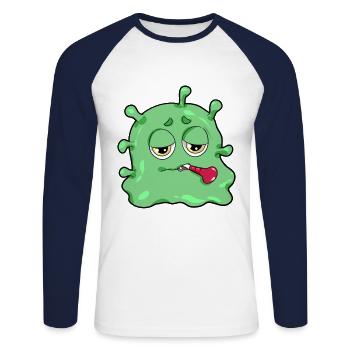 Krankheit Virus Bakterrien Grippe Infekt Geschenk - Unisex Baseballshirt langarm - Weiß/Navy - Vorne - Nik (191cm)