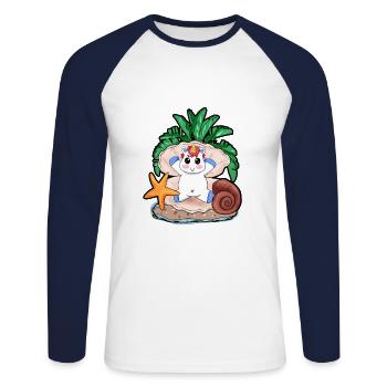 Unicorn throne shell gift - Unisex Long Sleeve Baseball T-Shirt - white/navy - Front - Nik (191cm)