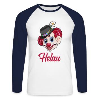 Helau Clown Karneval Duesseldorf Rosenmontag - Unisex Baseballshirt langarm - Weiß/Navy - Vorne - Nik (191cm)