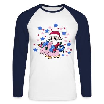 Santa Claus Unicorn Babysitter Babysitting - Unisex Long Sleeve Baseball T-Shirt - white/navy - Front - Nik (191cm)