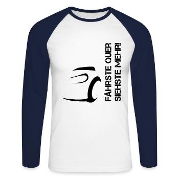 Ferry across, see more black - Unisex Long Sleeve Baseball T-Shirt - white/navy - Front - Nik (191cm)