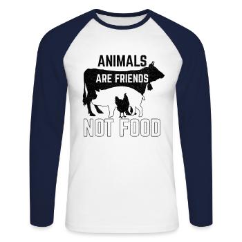 Tiere - Unisex Baseballshirt langarm - Weiß/Navy - Vorne - Nik (191cm)