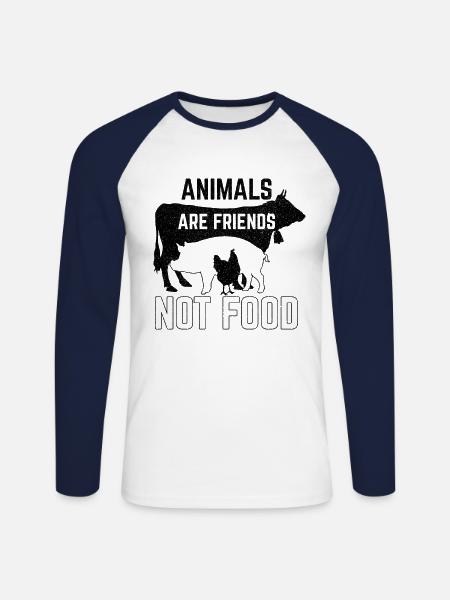 animals - Unisex Long Sleeve Baseball T-Shirt - white/navy