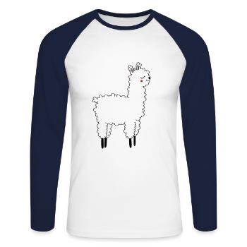 Alpaca Lama Suri Huacaya Cartoon Gift - Unisex Long Sleeve Baseball T-Shirt - white/navy - Front - Nik (191cm)