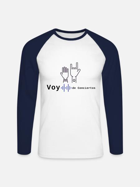 Voy de Conciertos - Unisex Long Sleeve Baseball T-Shirt - white/navy