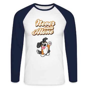Never Walk Alone Berner Sennenhund cadeau - T-shirt baseball manches longues Homme - blanc/marine - Devant - Nik (191cm)