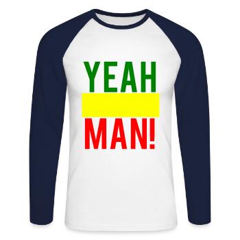 Reggae yeah Man - T-shirt baseball manches longues Homme - blanc/marine - Devant - Nik (191cm)