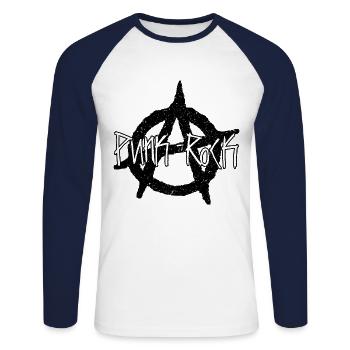Rébellion punk Oi Geschenkidee - T-shirt baseball manches longues Homme - blanc/marine - Devant - Nik (191cm)