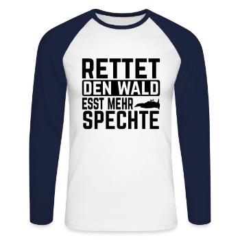 Sauve la forêt De la cétacé Plus de brochets idée de cadeau - T-shirt baseball manches longues Homme - blanc/marine - Devant - Nik (191cm)