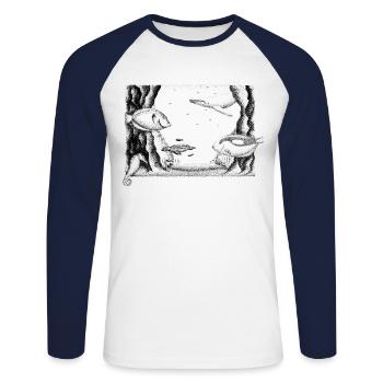 Récif de corail - cadeau d'aquarium noir et blanc - T-shirt baseball manches longues Homme - blanc/marine - Devant - Nik (191cm)