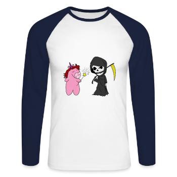 Mort Licorne doux Emo gothique gothique sombre fille - T-shirt baseball manches longues Homme - blanc/marine - Devant - Nik (191cm)