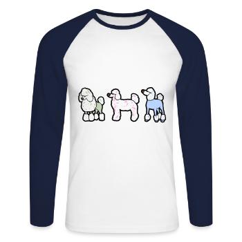 Poodles Caniche chien chien chiot cadeau chiens - T-shirt baseball manches longues Homme - blanc/marine - Devant - Nik (191cm)