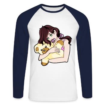 sweet girl Little Brat Adult Baby Girl ddlg - Unisex Long Sleeve Baseball T-Shirt - white/navy - Front - Nik (191cm)