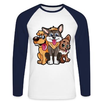 3 chien mignon chien chien cadeau de chien de bande dessinée chienne - T-shirt baseball manches longues Homme - blanc/marine - Devant - Nik (191cm)