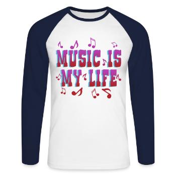 Music is Life vibe, i love music, pop music - Unisex Baseballshirt langarm - Weiß/Navy - Vorne - Nik (191cm)