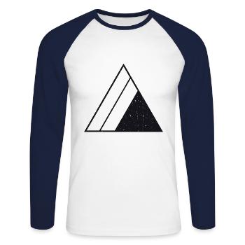 Icônes de forme de triangles lineart minimalistes - T-shirt baseball manches longues Homme - blanc/marine - Devant - Nik (191cm)