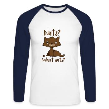 Eichhörnchen Nüsse Wallnuß Haselnuss Geschenk süß - Unisex Baseballshirt langarm - Weiß/Navy - Vorne - Nik (191cm)