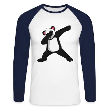Panda Dab Dabbing Bär Lustiger Süßer Geschenk - Unisex Baseballshirt langarm - Weiß/Navy - Vorne - Nik (191cm)
