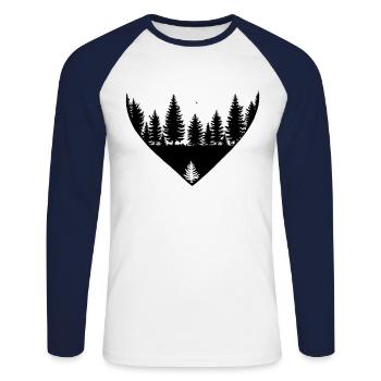 Ein Herz für den Wald mit kleinen Tierchen T-Shirt - Unisex Baseballshirt langarm - Weiß/Navy - Vorne - Nik (191cm)
