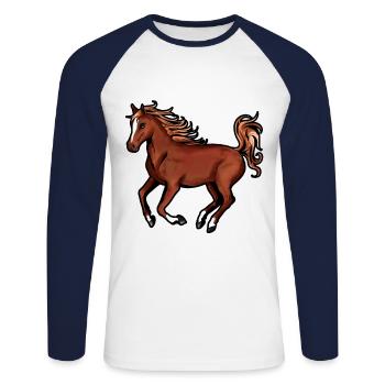 Arabian horse Araber Pferd Reiten Pferde Geschenk - Unisex Baseballshirt langarm - Weiß/Navy - Vorne - Nik (191cm)