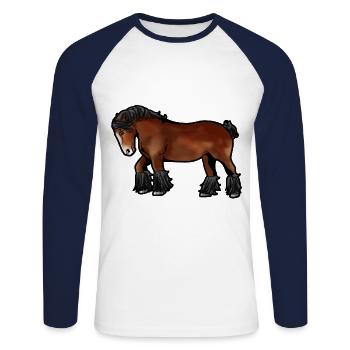 Belgian horse belgisches Pferd Brabançon Brabant - Unisex Baseballshirt langarm - Weiß/Navy - Vorne - Nik (191cm)