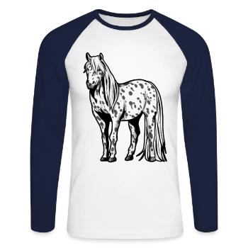 Appaloosa cheval cheval cheval cheval équitation cadeau - T-shirt baseball manches longues Homme - blanc/marine - Devant - Nik (191cm)