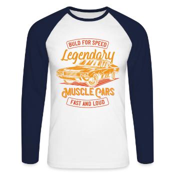 Muscle Car Limited Edition - Unisex Long Sleeve Baseball T-Shirt - white/navy - Front - Nik (191cm)