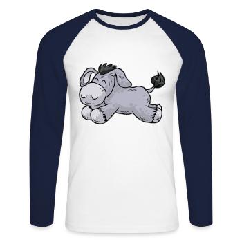 doux âne bébé bande dessinée fille fille de bande dessinée - T-shirt baseball manches longues Homme - blanc/marine - Devant - Nik (191cm)