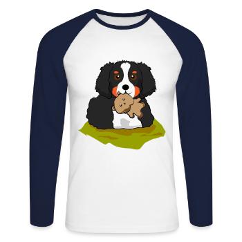 Berner Sennehund Bernersennenhund Puppy Dog - Unisex Long Sleeve Baseball T-Shirt - white/navy - Front - Nik (191cm)