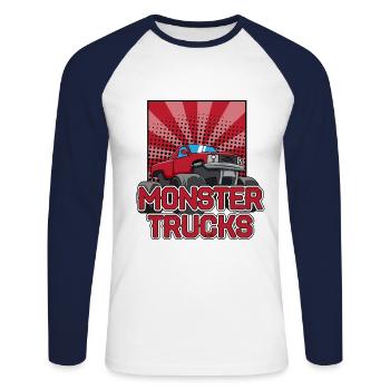 Monster truck Trucks - T-shirt baseball manches longues Homme - blanc/marine - Devant - Nik (191cm)