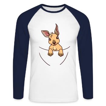 Kangaroo Tiere Kinder Wild Australien Zoo Baby süß - Unisex Baseballshirt langarm - Weiß/Navy - Vorne - Nik (191cm)