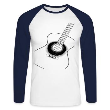 Acoustic guitar - Unisex Long Sleeve Baseball T-Shirt - white/navy - Front - Nik (191cm)