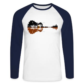 guitare - T-shirt baseball manches longues Homme - blanc/marine - Devant - Nik (191cm)