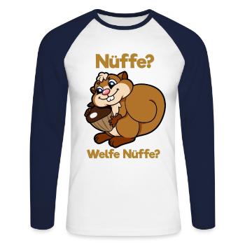 Squirrel Nuts Hazelnut Nut Welfe Nüffe - Unisex Long Sleeve Baseball T-Shirt - white/navy - Front - Nik (191cm)