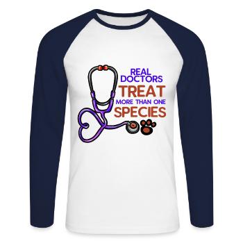 Tierarzt Tierärztin Veterinär Stethoskop Pfote - Unisex Baseballshirt langarm - Weiß/Navy - Vorne - Nik (191cm)