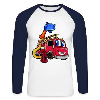 Fire Truck Fireman Firefighter Son Boy - Unisex Long Sleeve Baseball T-Shirt - white/navy - Front - Nik (191cm)