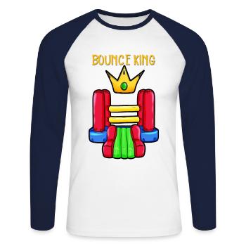 Bounce House King Bounce Castle Jumping King - Unisex Long Sleeve Baseball T-Shirt - white/navy - Front - Nik (191cm)