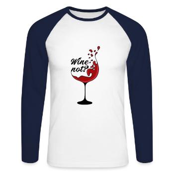 Wine not Vin Vin rouge vin blanc bois rose - T-shirt baseball manches longues Homme - blanc/marine - Devant - Nik (191cm)