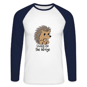 Living on the hedge doux hérissons bande dessinée - T-shirt baseball manches longues Homme - blanc/marine - Devant - Nik (191cm)