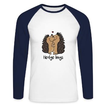 hedge hugs Igel Umarmung romantisch Cartoon Comic - Unisex Baseballshirt langarm - Weiß/Navy - Vorne - Nik (191cm)
